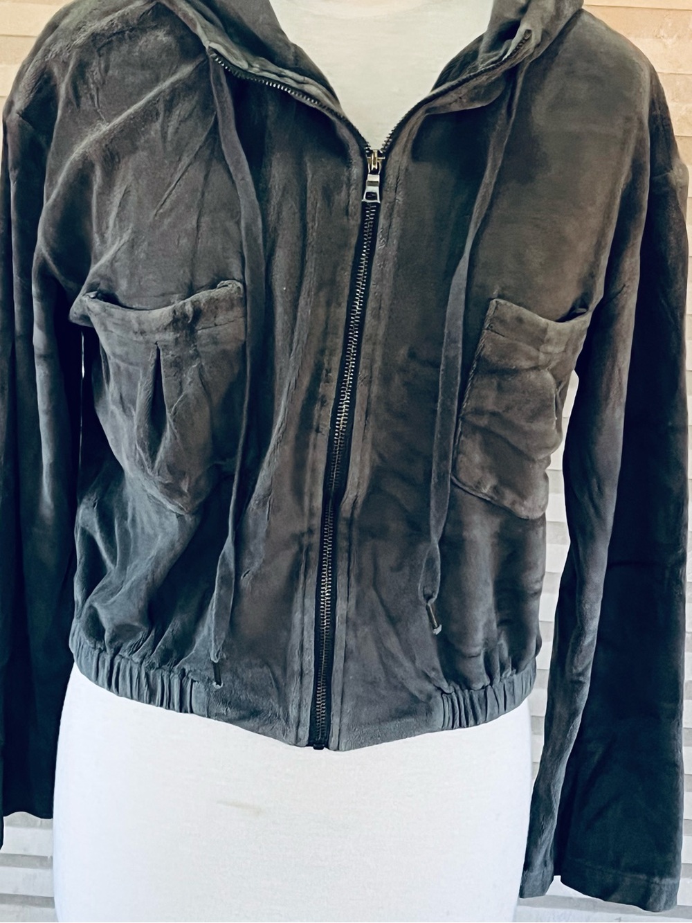 Young Fabulous & Broke Black Suede Zip Hoodie Jacket